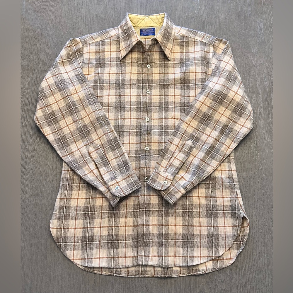 Vintage Pendleton Wool Plaid Button-Up Shirt - Size L